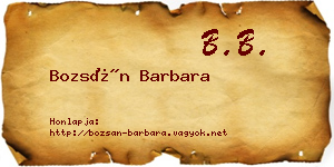 Bozsán Barbara névjegykártya